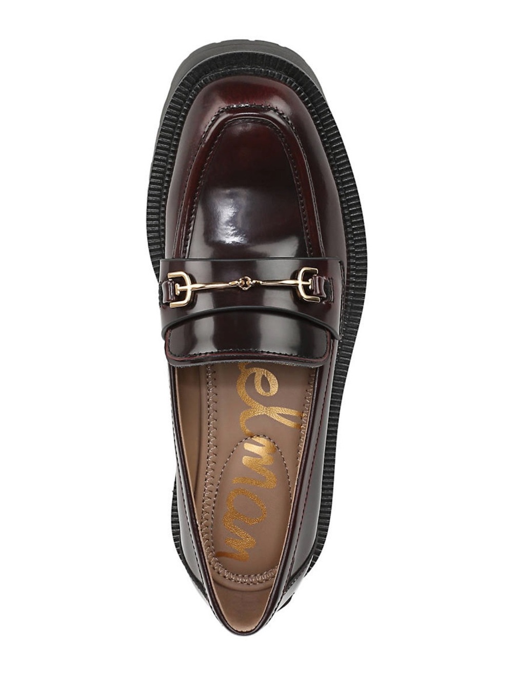Sam Edelman Women's Burgundy Patent Loafers with Gold Bit